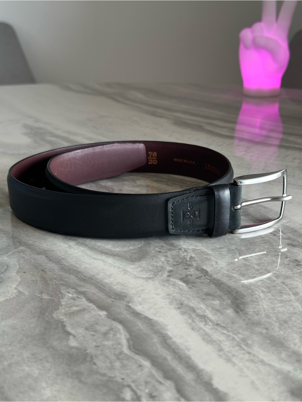 Allen Edmonds Glass Avenue Leather Dress Belt in Black